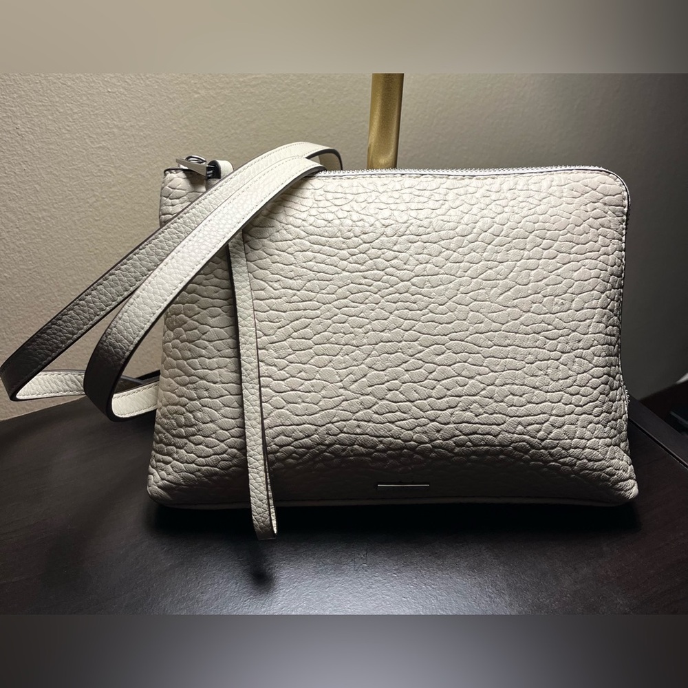 Vince Camuto Cream Pebbled Crossbody Bag Genuine Leather like new !
